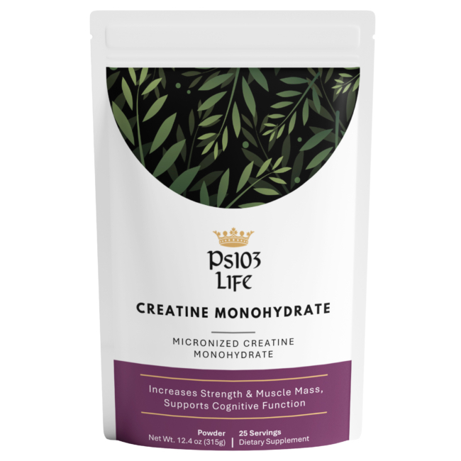 Ps103 Life Creatine Monohydrate powder in resealable pouch