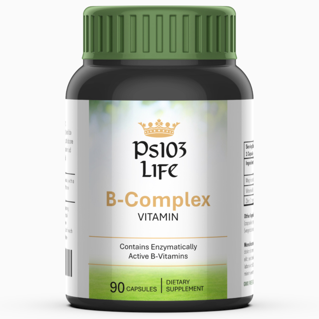 Ps103 Life B-Complex vitamin bottle, 90 capsules, active B vitamins