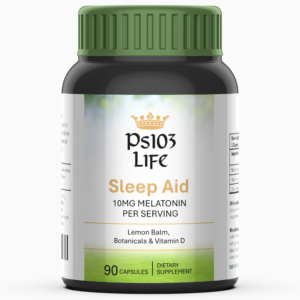 Ps103 Life Sleep Aid vitamin bottle, 90 capsules, 10MG Melatonin per serving, with Lemon Balm, botanicals and Vitamin D
